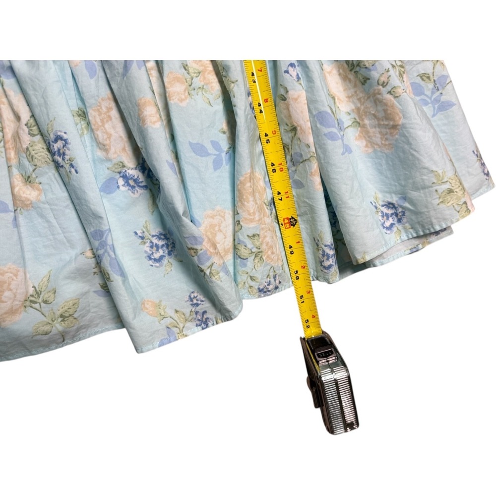 LoveShackFancy Blue‎ Floral Puff Sleeve Midi Dress Size 2 Tiered Hem for Target - Picture 8 of 12
